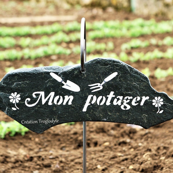 Ardoise décorative brute, peinte pour indiquer le potager,personnalisable,CréationTroglodyte, l'authenticité, la qualité et  l'originalité,