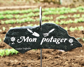 Ardoise décorative brute, peinte pour indiquer le potager,personnalisable,CréationTroglodyte, l'authenticité, la qualité et  l'originalité,