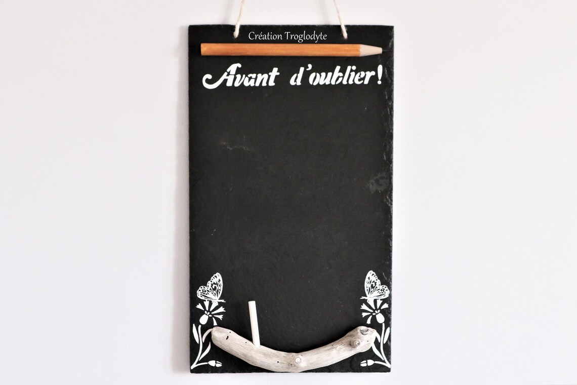 Mémo, pense bête en ardoise 30 cm x 60 cm, tableau en ardoise pour la
