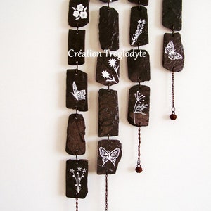 carillon de jardin en ardoise-carillon à vent-mobile-attrape vent wind chime-slate-décoration de jardin carpe diem, image 4