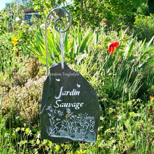 Pancarte de jardin, plaque en ardoise peinte main, pour la décoration de jardin, jardin sauvage, un clin d'œil à la nature image 6