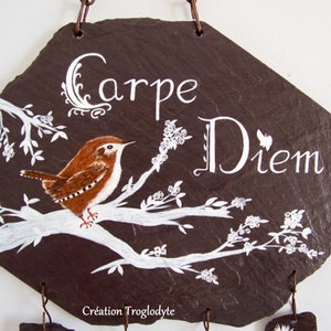 carillon de jardin en ardoise-carillon à vent-mobile-attrape vent wind chime-slate-décoration de jardin carpe diem, image 8