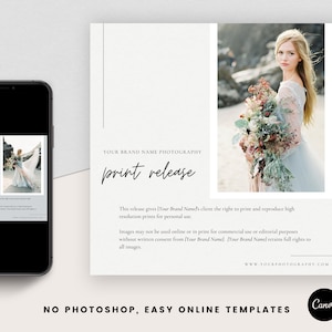 Print Release Template Design, Printable Canva Template, Photography Marketing Template, No Photoshop Online Template, Social Media Template