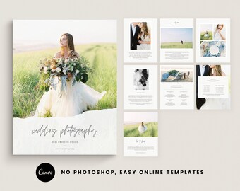 Photography Pricing Guide Wedding Magazine Template, Editable Pricing PDF, Photographer Price Guide, Wedding Photography Marketing Booklet
