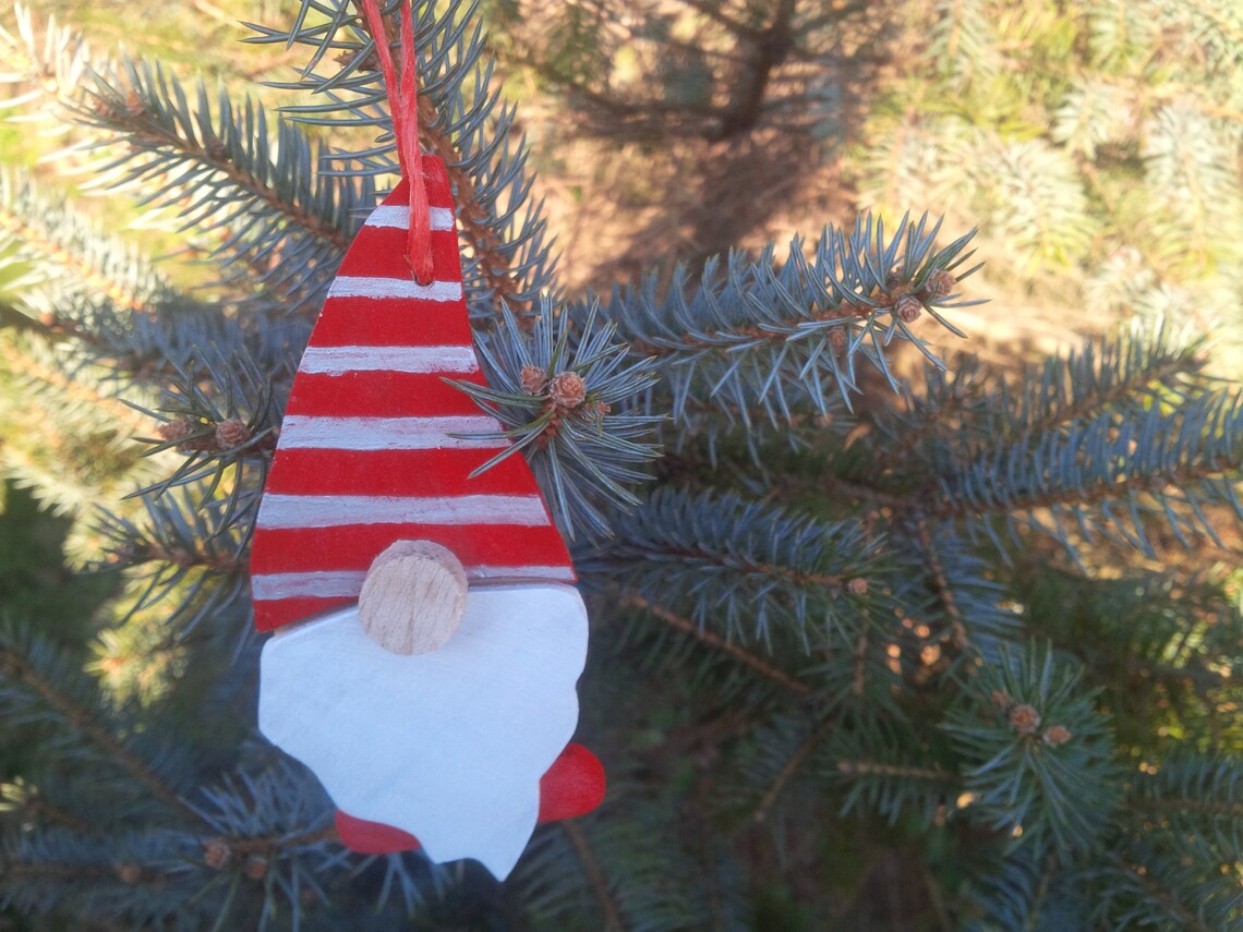 Wooden Gnome Ornaments Etsy