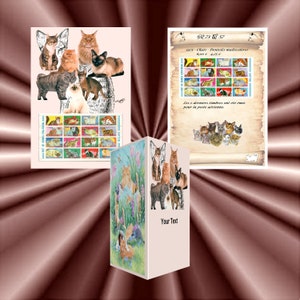 Chats de race, animaux de compagnie, impression A4, décoration murale et philatélie, Art digital, Timbres Guinée Equatoriale 1975 - NP