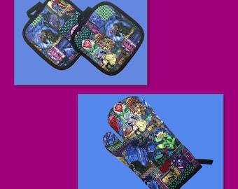 Disney Princess Beauty and the beast kitchen Oven Mitt and Pot holder set Made to Order