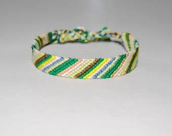 Bracelet brésilien vert jaune rayures bayadère Brasilda