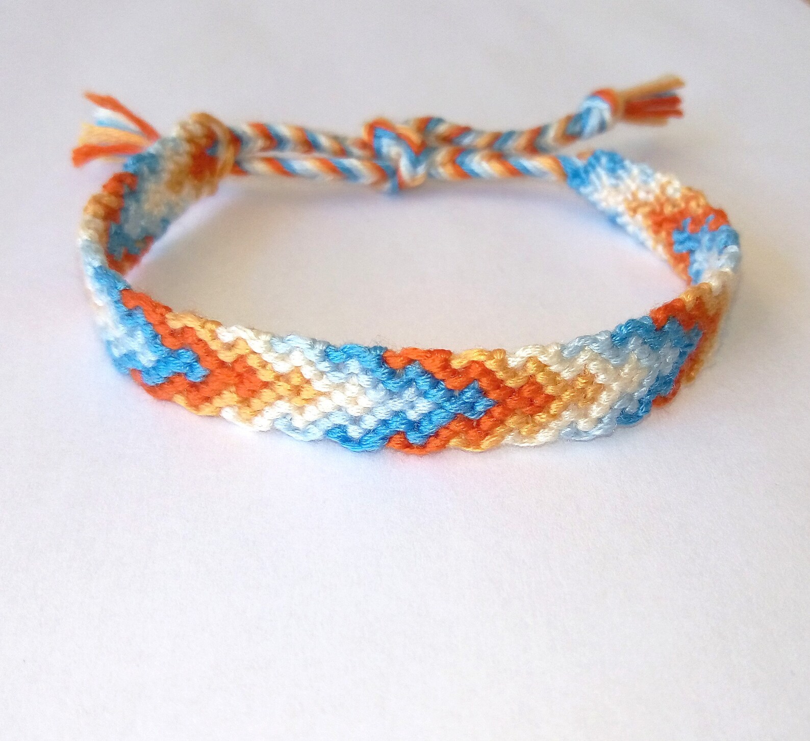 Bracelet brésilien bleu orange bracelet d'amitié graphique Etsy France