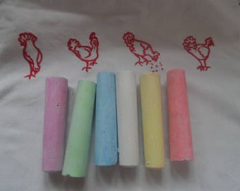 set of 6 large crayons in assorted colors, write, draw, Slate, painting, sidewalk