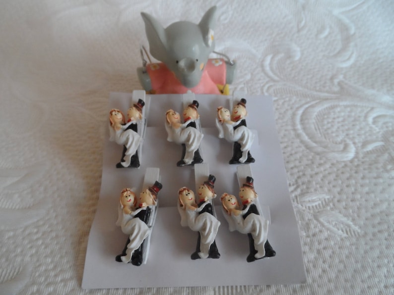 married couple wedding party door names 6 wooden clothespins