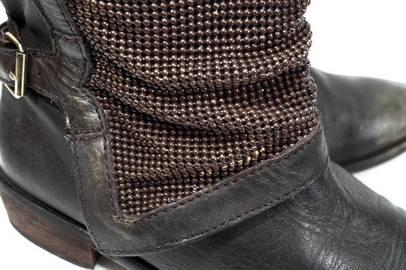 Knöchel Stiefeletten Stiefel Eu 41 US 10,5 UK 8 Größe braun echtes Leder Damen Glitter Effekte Biker, Moto, Hipster, Rocker Stiefel, die niedrigen Knöchel Stiefeletten Stiefel Eu 41 US 10,5 UK 8 Größe braun echtes Leder Damen Glitter Effekte Biker, Moto, Hipster, Rocker Stiefel, die niedrigen