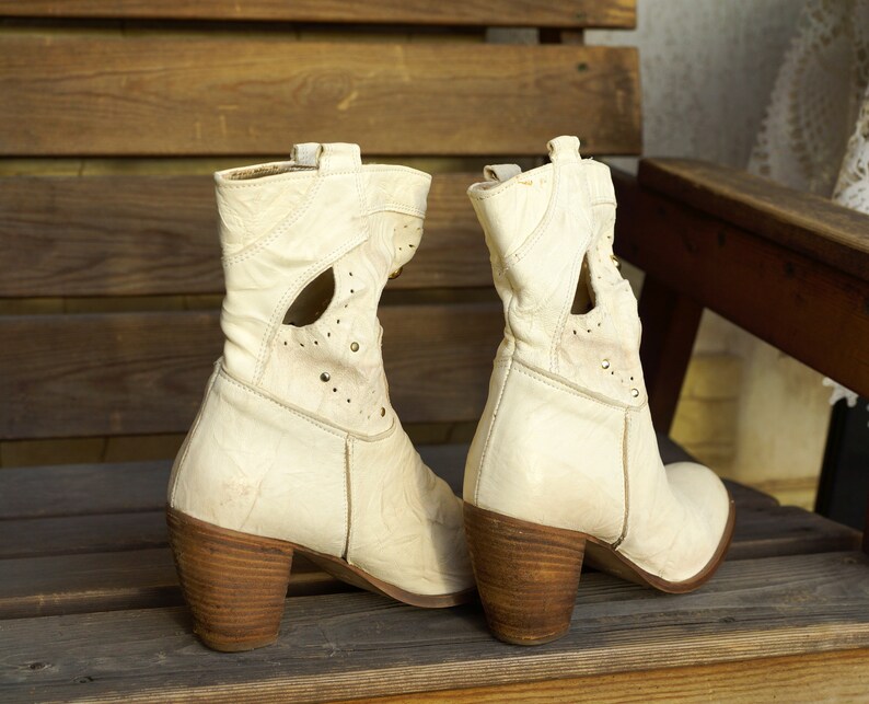 Ankle boots Eu 37 Cream color genuine leather womens ankle Etsy