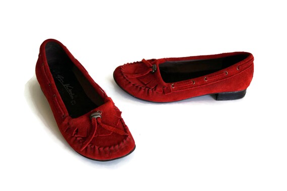 red leather casual shoes