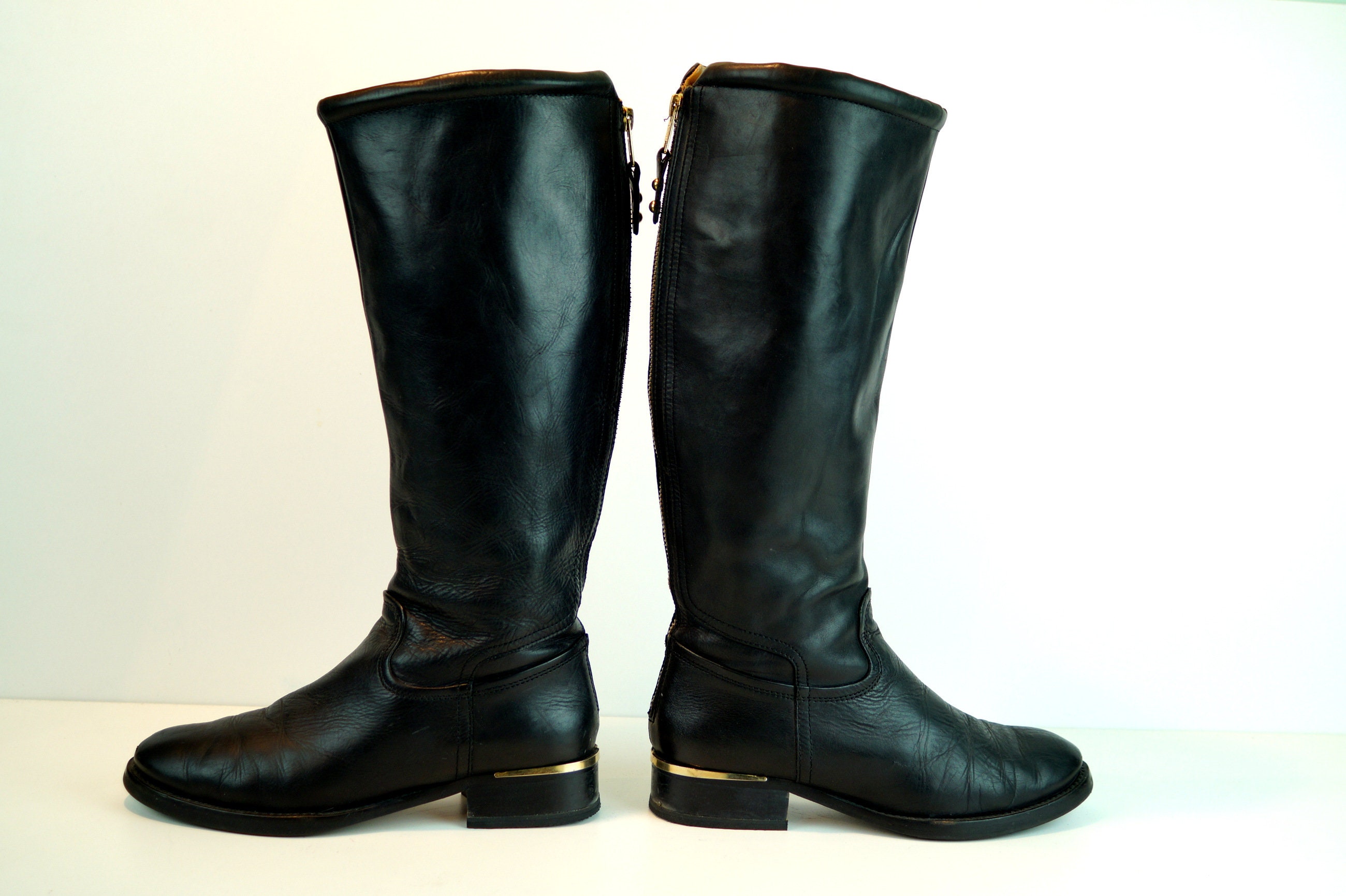 MANGO riding boots Eu 37 UK 4 US 65 Tall Leather Boots Black | Etsy