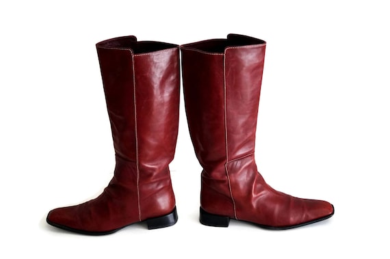 womens tan leather knee high boots uk
