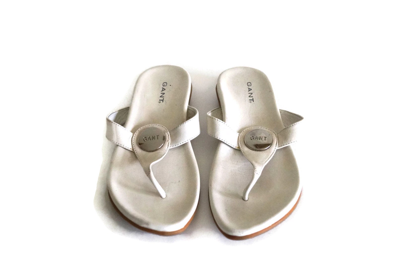 GANT Flat Sandals Eu 37 UK 4 US 6.5 Size White Genuine Leather - Etsy