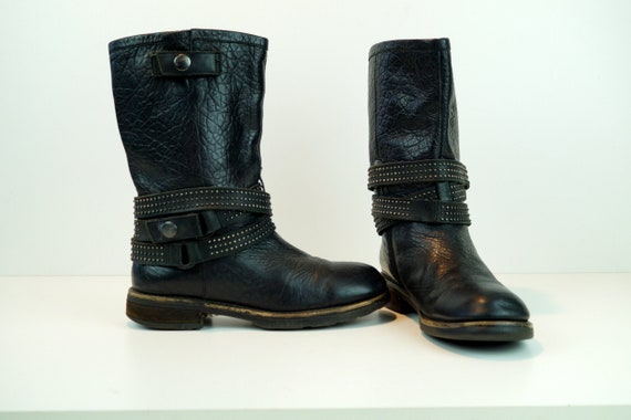 real leather biker boots