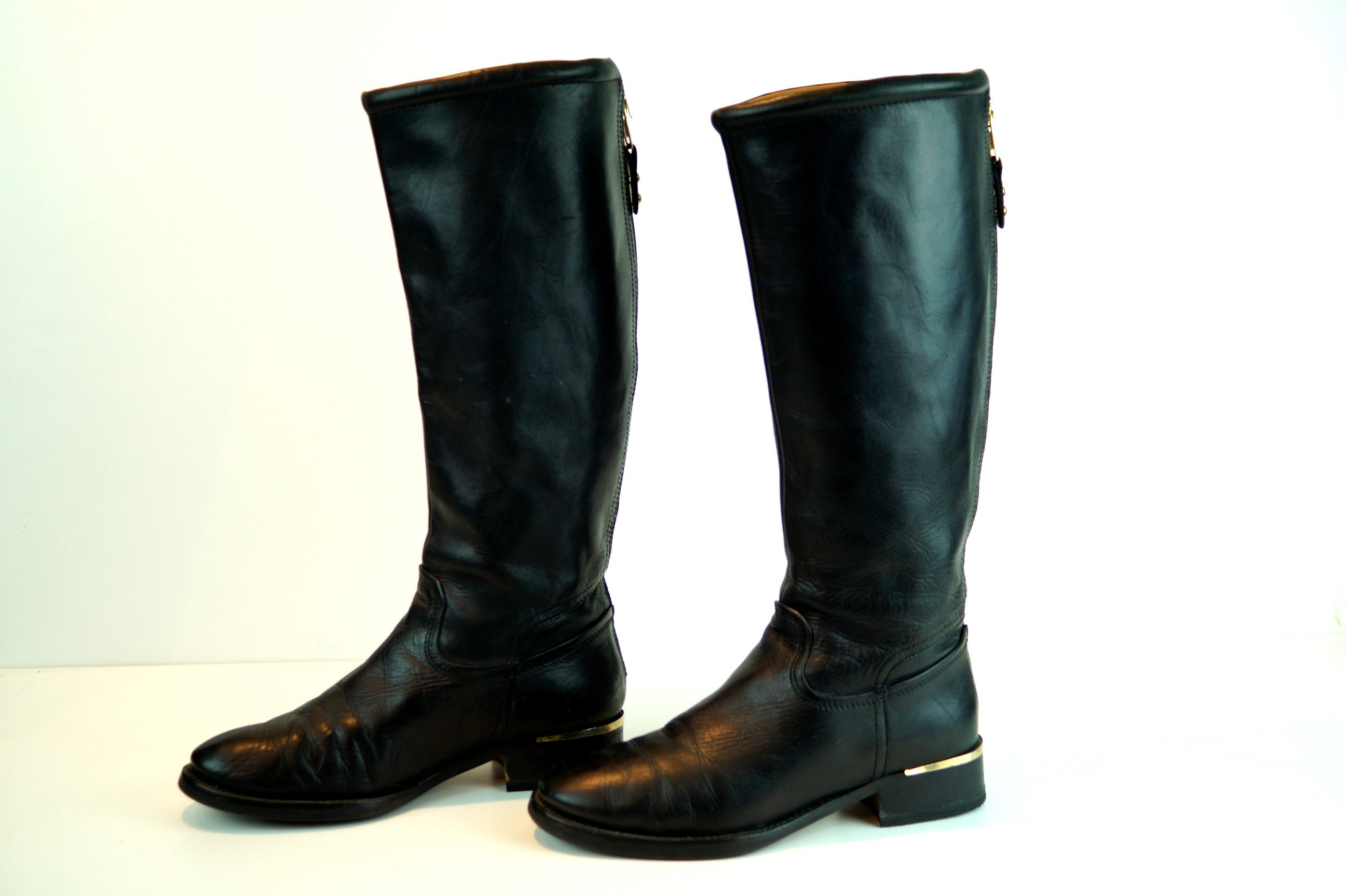 MANGO Riding Boots Eu 37 UK 4 US 65 Tall Leather Boots Black - Etsy