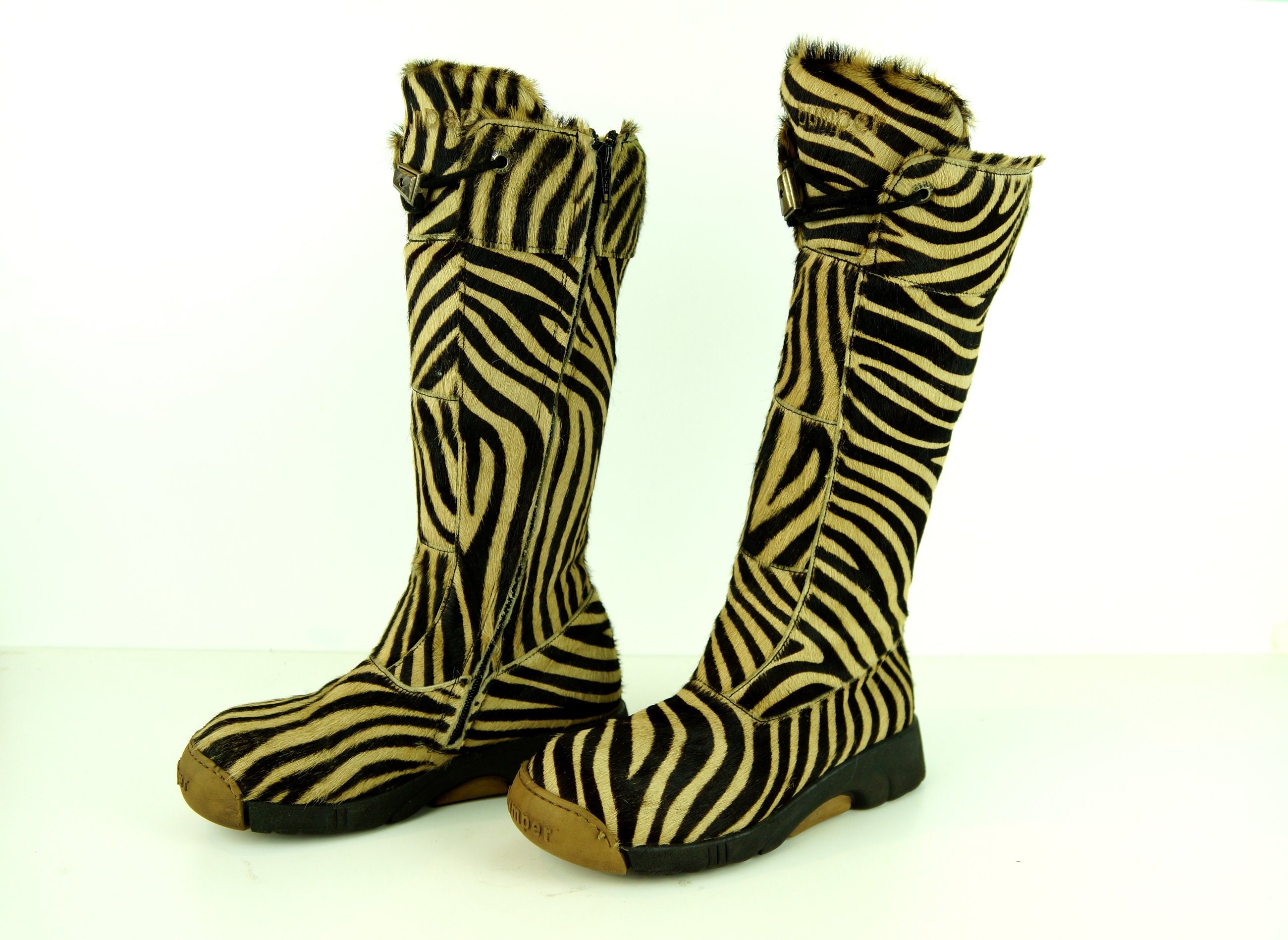 Vintage Leather Boots. These Zebra BUMPER Boots Genuine Etsy UK