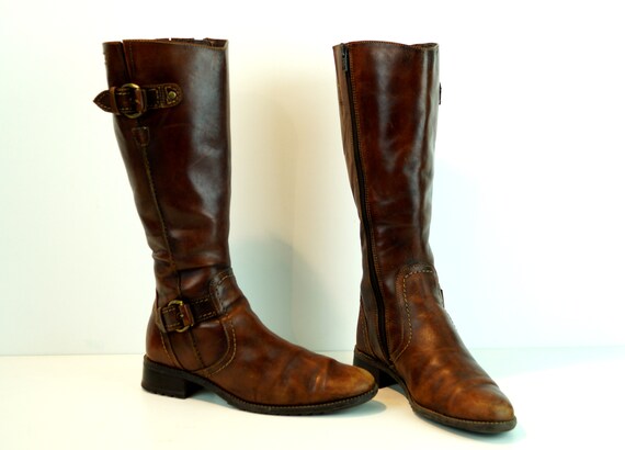 Brown Boots Eu 37 Uk 4 US Women's Flat Boots - Etsy Norway