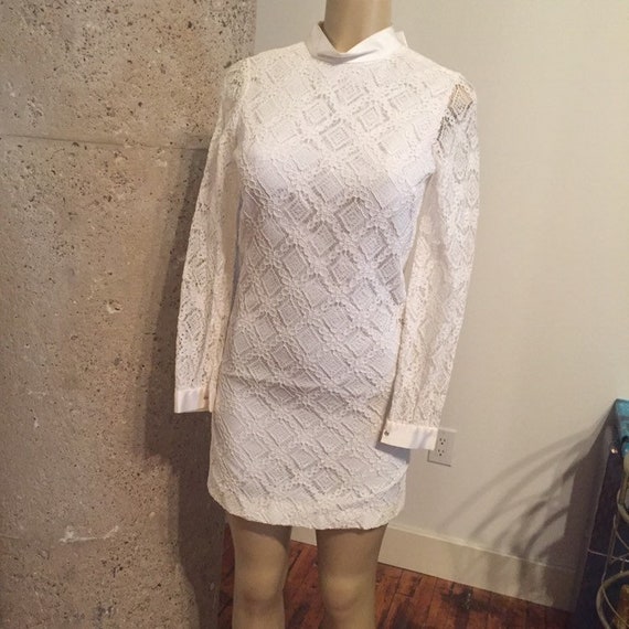 Vintage Boho Handmade White Lace Wedding Dress, bo