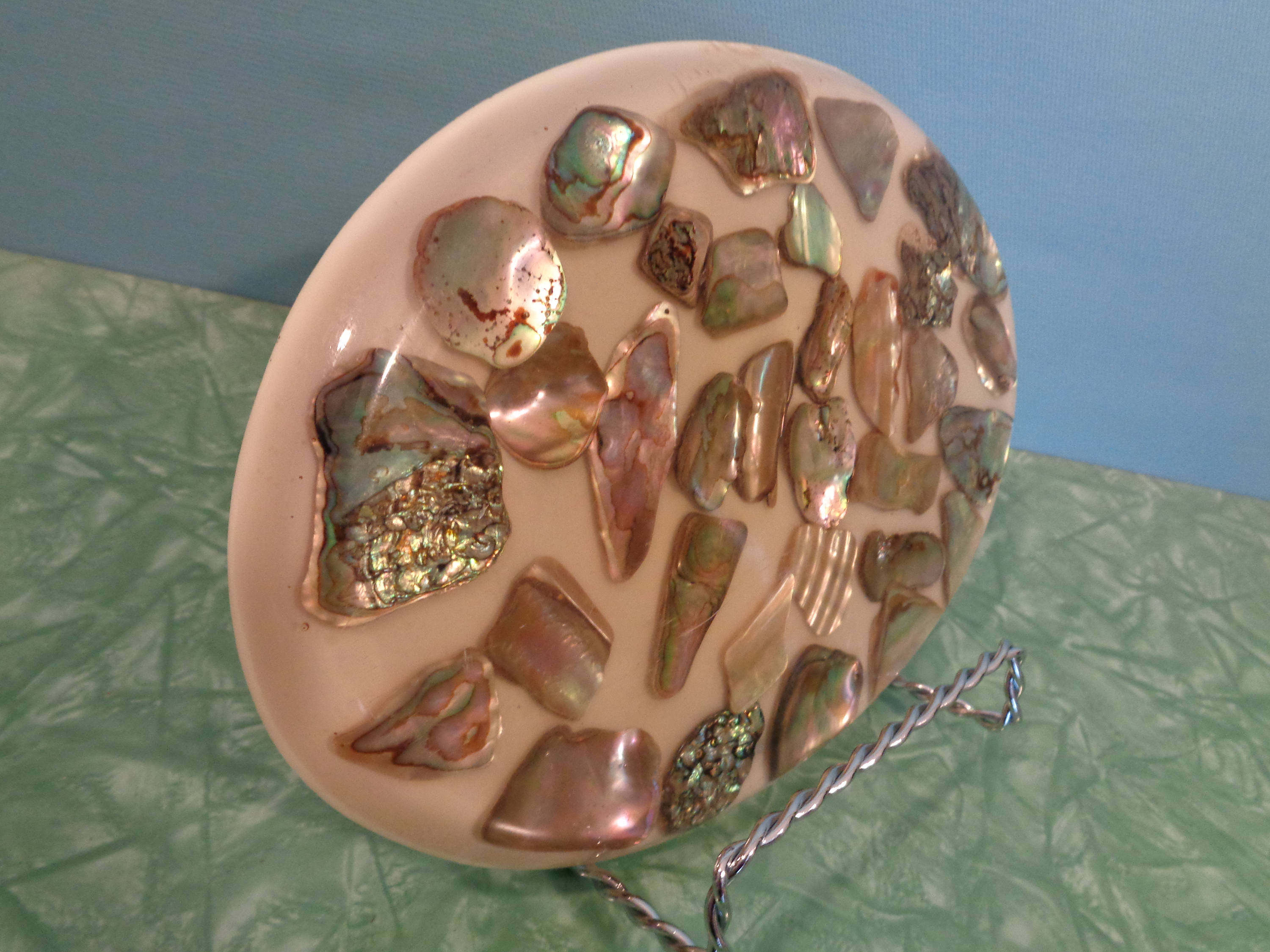 Abalone Shell and Resin Trivet Lucite Hotplate Retro Kitchen Etsy