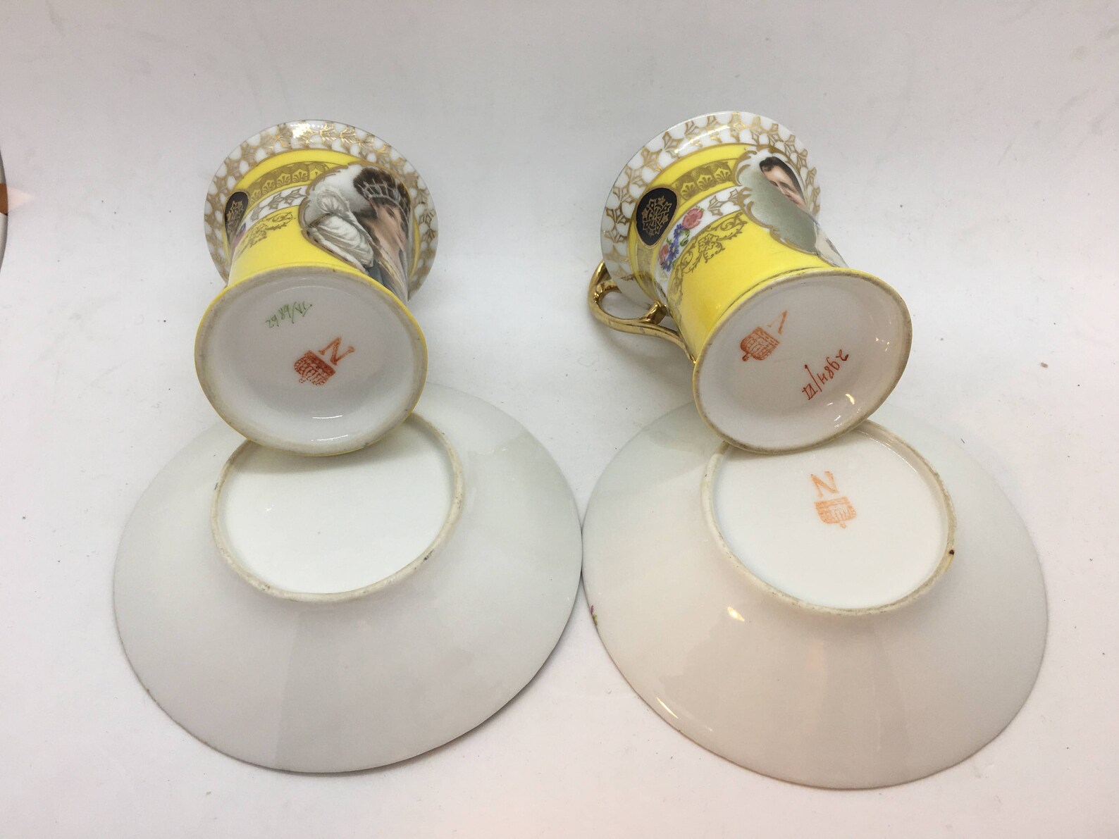 Two Cups and Saucers in Capodimonte Porcelain Medallions Etsy