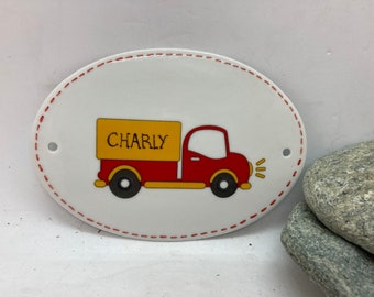 Oval door plate in Limoges porcelain to personalize with a first name