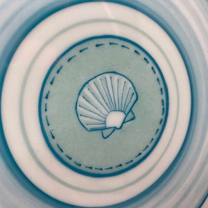 Presentation plate in hand-painted porcelain, turquoise and marine atmosphere image 5