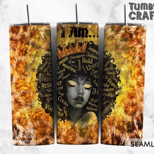 I Am Black History 20oz Skinny Tumbler, Black History Month, Juneteenth Gift , Black Afro Girl Tumbler, Black Queen Tumbler,Digital Download