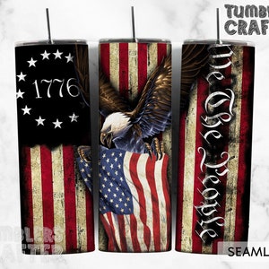 Eagle American Flag Sublimation Design Wrap for 20 oz. Skinny Tumbler , Eagle USA Flag Tumbler , Patriotic Tumbler for 20 oz. Skinny Tumbler