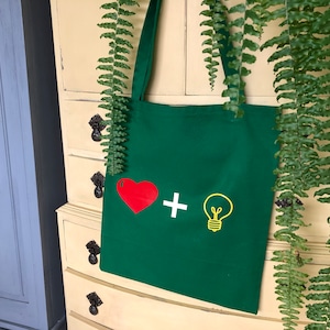 Yoga Tote Bag in Emerald Green, Love and Light, Yoga, Repeat, Shopping Bag, Yoga Gift, Yoga Teacher