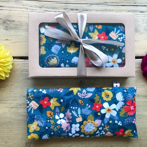 Gift Boxed Lavender Aromatherapy Eye Pillow in Teal Blue and Pinks, Weighted Eye Pillow, Mindfullness, Relax