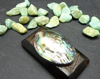 Mother-of-pearl magnetic brooch on a horn rectangle for fastening vests and scarves | ABALONE | - KUMKA