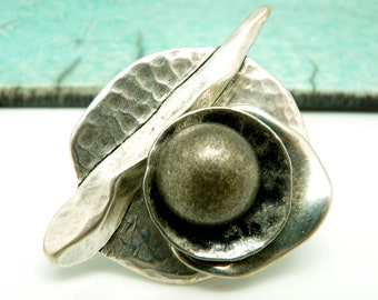 Large antique hammered silver ring ATHENA adjustable graphic Best seller!