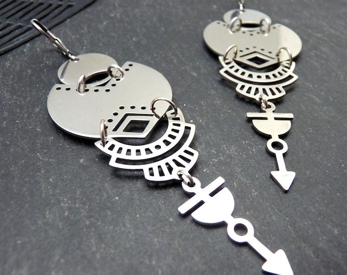 Image de l'article à la une: Boucles d'oreilles Tribales Acier inoxydable argent | INDIE COSMIK INOX | Option Clips