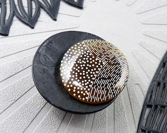 Graphic Magnetic Brooch | PIXEL | Black Wood and Beige Brown Resin - KUMKA