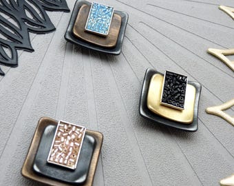 Chic, contemporary square magnetic brooch | QUARTY | for fastening a vest or scarf - KUMKA