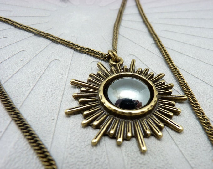 Bronze Sun Necklace with Hematite Stone | FULLSUN | 2 Adjustable Strands