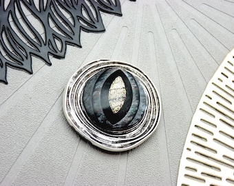 Large Silver Magnetic Brooch with Gold Sequins | NEBULA | for fastening a vest