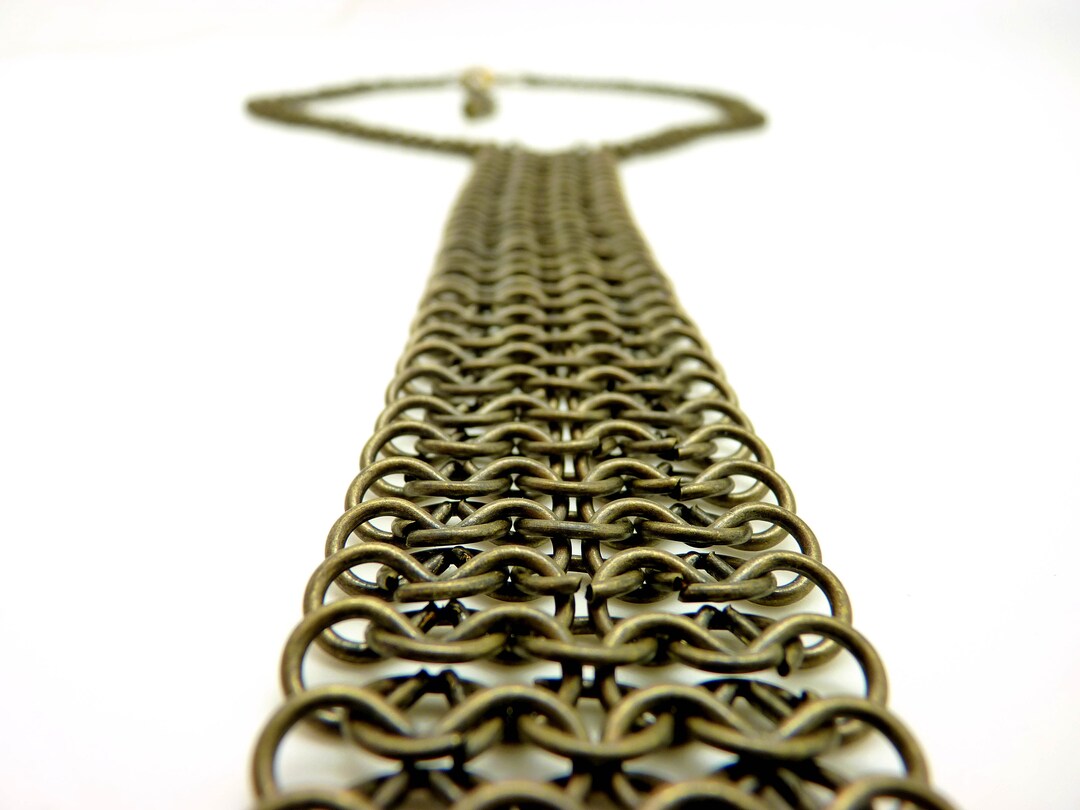 Antique Bronze Chainmail Necklace and Tie | ISHTAR | - KUMKA - Etsy UK