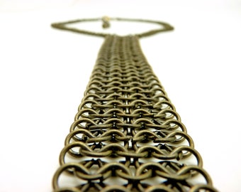 Chainmail Tie Necklace | ISHTAR | Antique Bronze