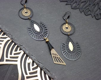 Boucles d'oreilles Art Déco Noir & Bronze | ARTDECO NEO | courtes, longues ou asymétriques