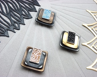 Chic, contemporary square magnetic brooch | QUARTY | for fastening a vest or scarf - KUMKA