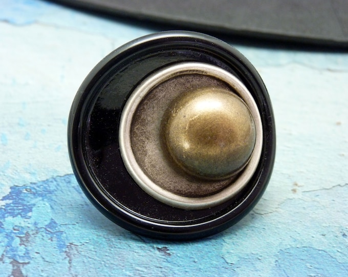 Huge Black Silver Bronze Metal Curved Ring BIGBOSS Adjustable Adjustable
