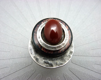 Bague Serpent pierre Agate Bordeaux | REDSNAKE | Réglable - KUMKA