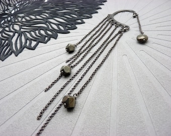 Cascade of Chains Ear Loop | ARCANA | Pyrite & Gunmetal Gray Metal