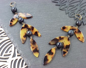 Boucles d'oreilles Cascade Écaille de tortue acétate | PETULA | Option Clips