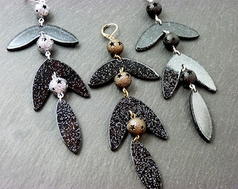 Black acetate earrings | PETULA SEQUINS | Clip-on option - KUMKA